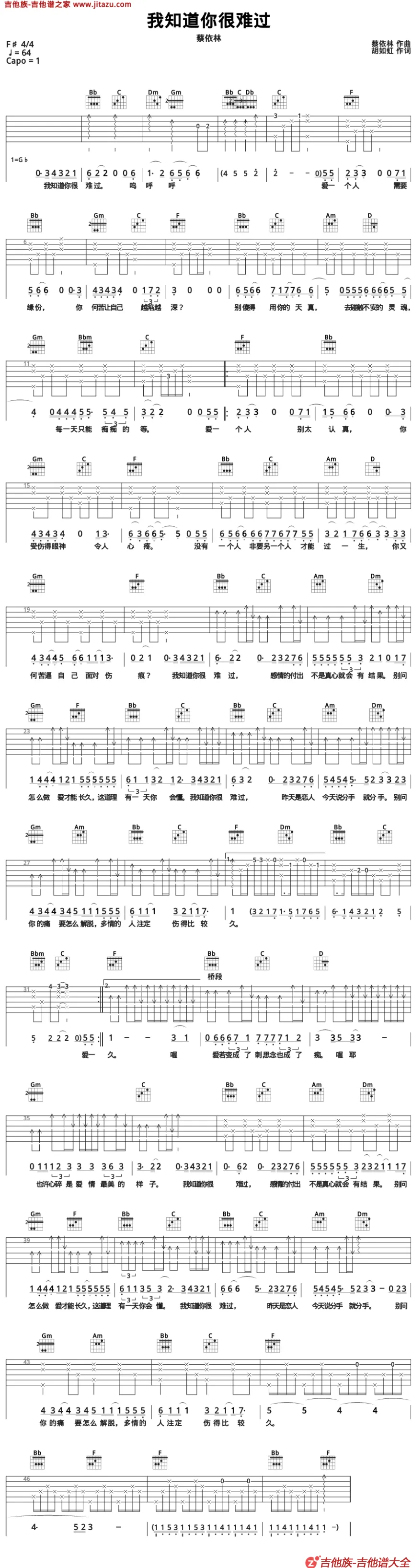 我知道你很难过吉他谱第1张-蔡依林
